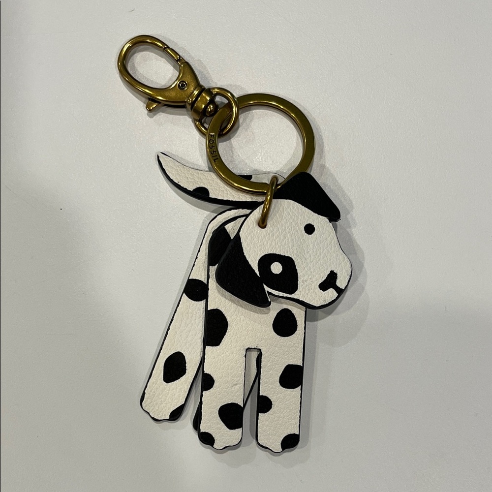 Fossil Black and White Dog FOB  Keychain